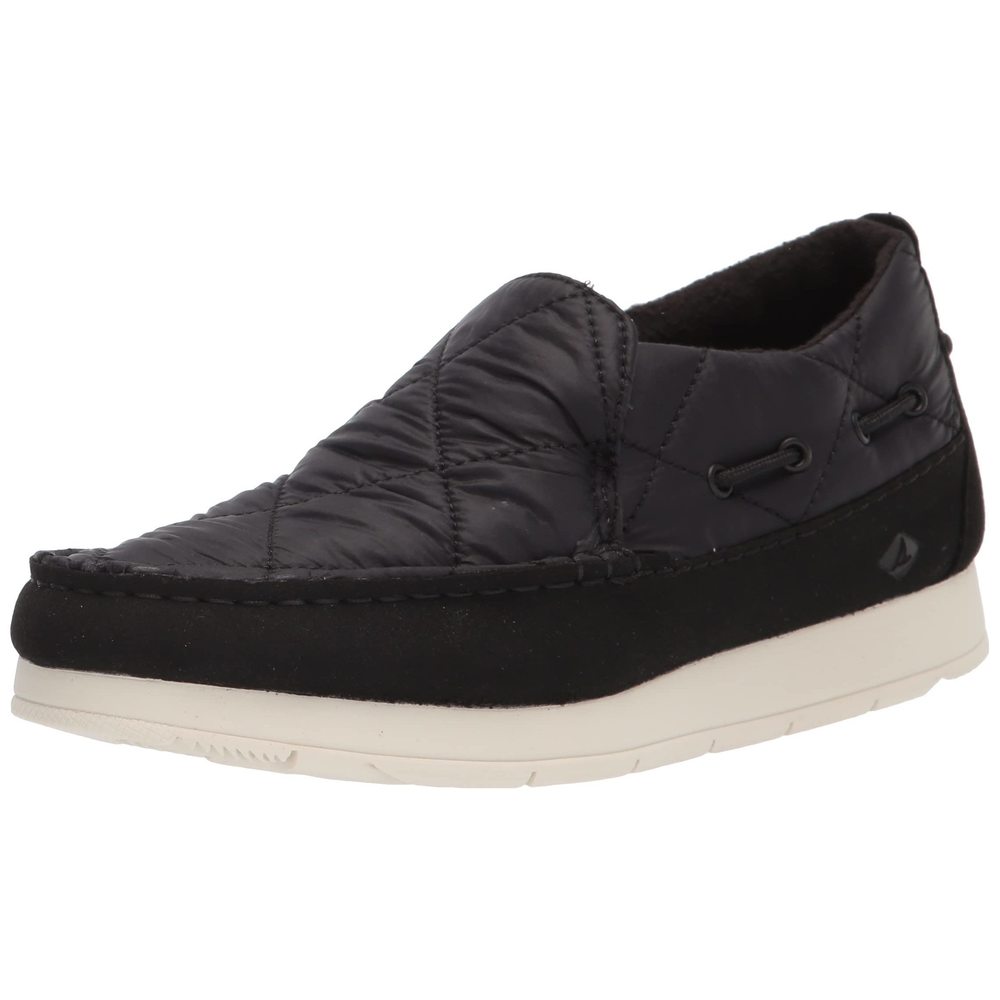 Sperry Women's MOC-SIDER , QUILTED BLACK NYLON, 9.5 M